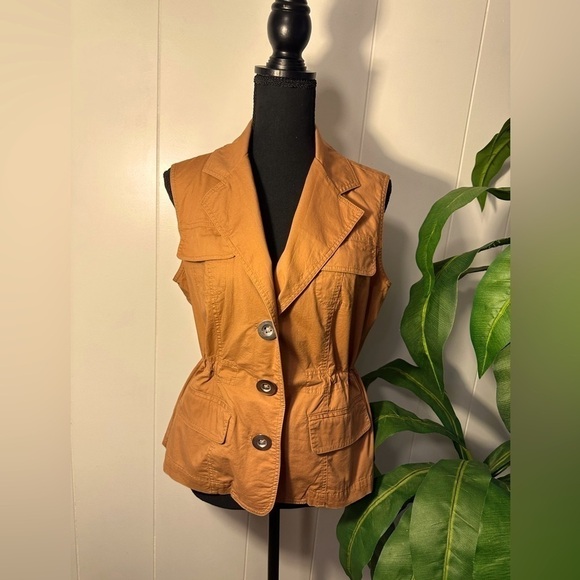 Christopher & Banks Stretch Burnt Orange Button Up Vest, Women’s Size Medium - Picture 2 of 13